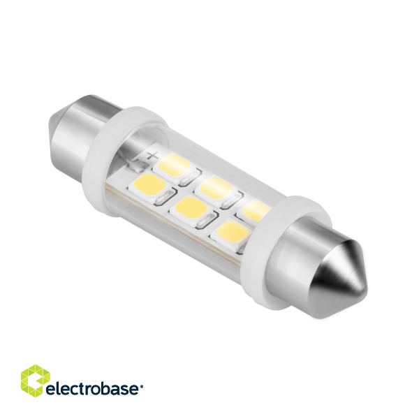 LED valgustus // Light bulbs for CARS // Zarówka samochodowa LED 12V 10*40, 6xSMD  Sv8.5,  biała