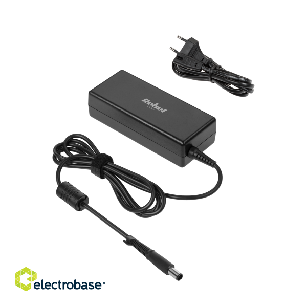 Primary batteries, rechargable batteries and power supply // Power supply unit / charger for laptop, tablet // Zasilacz Rebel z kablem zasilającym do laptopa HP 90 W / 19 V / 4,62 A / 7,4x5,0x12 mm фото 1