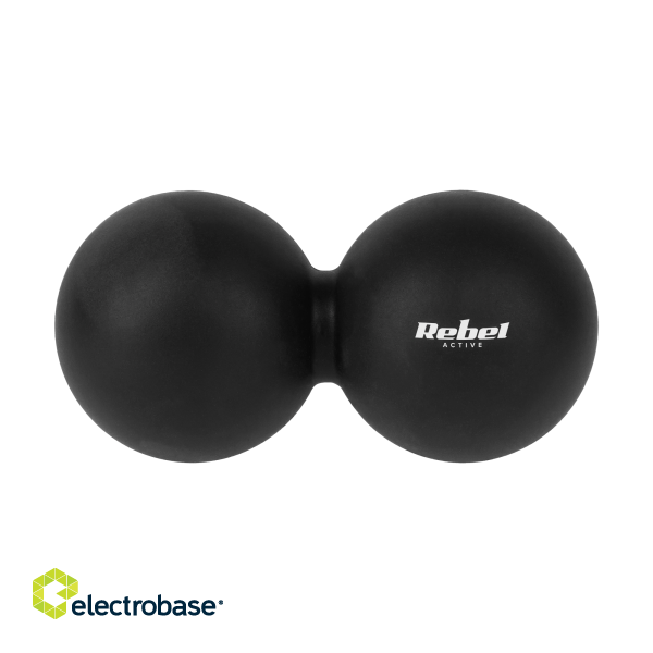 For sports and active recreation // Sport Equipment // Duoball podwójna piłka do masażu 6.2cm, kolor czarny, materiał silikon, REBEL ACTIVE image 2