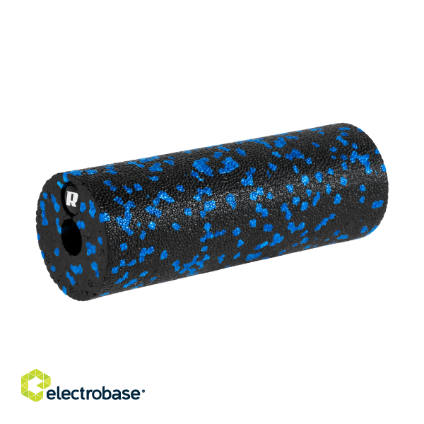 Isikliku hoolduse tooted // Masseerijad // Mini wałek do masażu, roller piankowy gładki 5x15cm, kolor czarno-niebieski, materiał EPP, REBEL ACTIVE image 1
