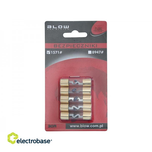 Car and Motorcycle Products, Audio, Navigation, CB Radio // Car Electronics Components : Installation Cables : Fuses : Connectors // 1571#                Samochodowy bezpiecznik szklany 30a blister 5szt