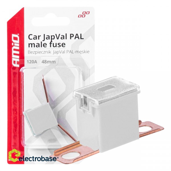 Car and Motorcycle Products, Audio, Navigation, CB Radio // Car Electronics Components : Installation Cables : Fuses : Connectors // Bezpiecznik samochodowy japval pal męski 48mm 120a amio-03425