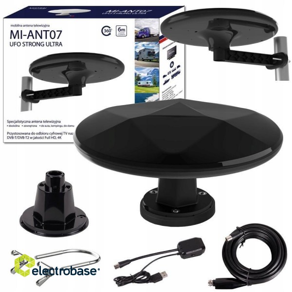 Automobilių ir motociklų prekės, elektronika, navigacija, CB radijas // Car Radio and TV antennas and accessories // Antena mistral mi-ant07 ufo strong ultra czarna paveikslėlis 1