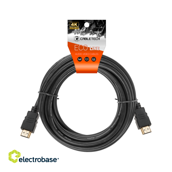 Koaksiālo kabeļi 75 Ohm, 50 Ohm un Televīzijas aksesuāri // HDMI, DVI, Audio savienotājkabeļi un aksesuāri // Kabel  HDMI - HDMI 2.0 4K 20m Cabletech Eco Line image 2