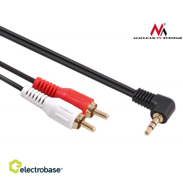 Koaksialinių kabelių sistemos // HDMI, DVI, AUDIO jungiamieji laidai ir priedai // Przewód kątowy mini jack 3,5mm Maclean, 2RCA, 3m, czarny, MCTV-825 paveikslėlis 2