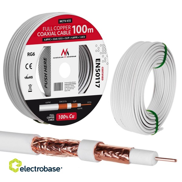 Cables // Coaxial Cables // Kabel  koncentryczny Maclean, Przewód antenowy satelitarny, RG61.02CU+4.8FPE+CU/P+32*0.12CU+6.8PVC, 100M, MCTV-472 image 5