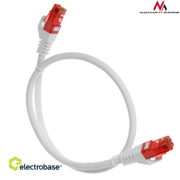 LAN datortīkli // Savienotājvadi (patch cords) Datortīkliem | LAN komutācijas kabeļi // MCTV-300 W 47258 Przewód kabel patchcord UTP cat6 wtyk-wtyk 0,5m biały image 2