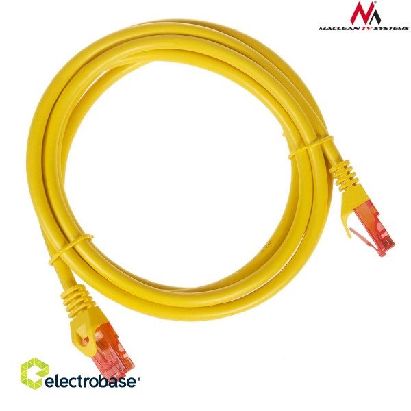 LAN datortīkli // Savienotājvadi (patch cords) Datortīkliem | LAN komutācijas kabeļi // MCTV-302 Y 47274 Przewód kabel patchcord UTP cat6 wtyk-wtyk 2m żółty image 2