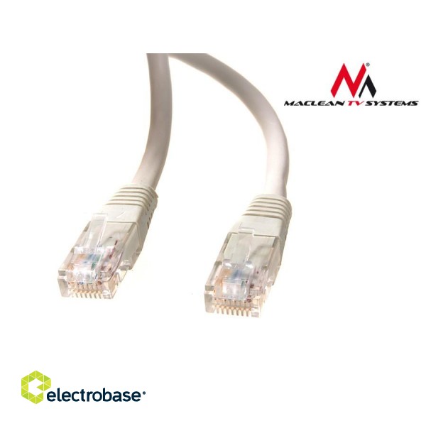 LAN datortīkli // Savienotājvadi (patch cords) Datortīkliem | LAN komutācijas kabeļi // MCTV-658 Przewód, kabel patchcord UTP cat6 wtyk-wtyk 20 m szary image 2
