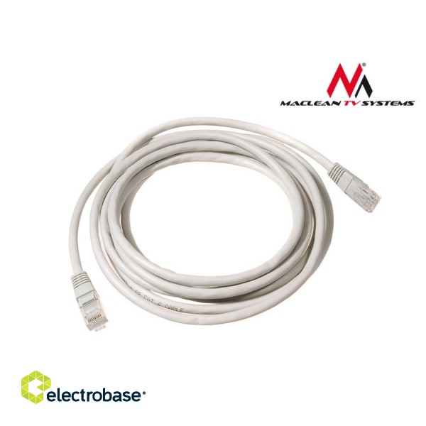 LAN datortīkli // Savienotājvadi (patch cords) Datortīkliem | LAN komutācijas kabeļi // MCTV-650 Przewód, kabel patchcord UTP 5e wtyk-wtyk 20 m szary Maclean image 5