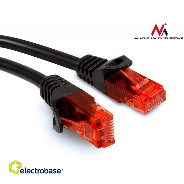 Структурированные кабельные системы // Коммутационный кабель Патч-корд для ЛВС // Przewód kabel patchcord UTP Maclean, wtyk-wtyk, cat6, 15m, czarny, MCTV-739 фото 1