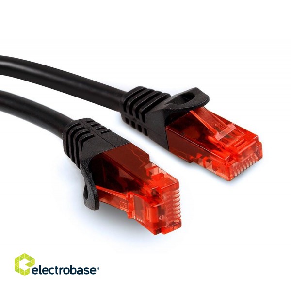 LAN datortīkli // Savienotājvadi (patch cords) Datortīkliem | LAN komutācijas kabeļi // Przewód kabel patchcord UTP Maclean, wtyk-wtyk, Cat6, 3m, czarny, MCTV-742 image 1