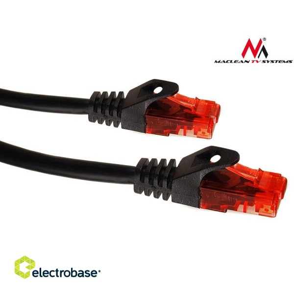 Структурированные кабельные системы // Коммутационный кабель Патч-корд для ЛВС // Przewód, kabel, patchcord, UTP Maclean, wtyk-wtyk, Cat6, 1m, czarny, MCTV-740 фото 2