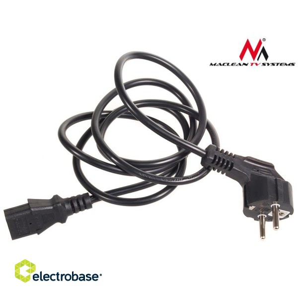 Datortehnikas komponentes un aksesuāri // Datora/USB/LAN kabeļi // Kabel zasilający Maclean, 3 pin, IEC C13, wtyk EU, 1.5m, MCTV-691 image 2