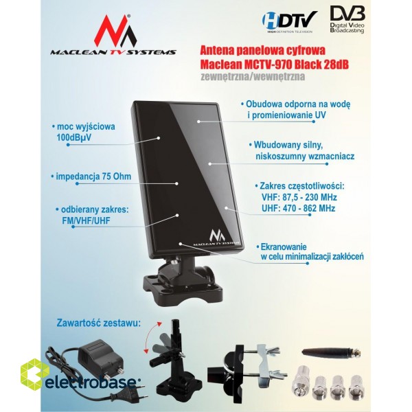 Televīzijas tehnika // TV antenas // Antena TV DVB-T wew-zew MCTV-970 Black  image 9