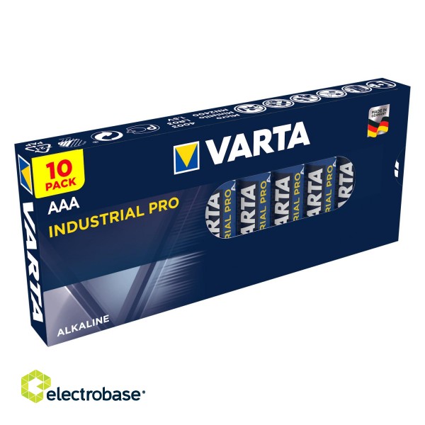 Baterijas, akumulatori, barošanas bloki un adapteri // Baterijas un lādētāji uz pasūtījumu // 10x bateria R-03 LR03 AAA alkaliczne Varta Industrial image 1