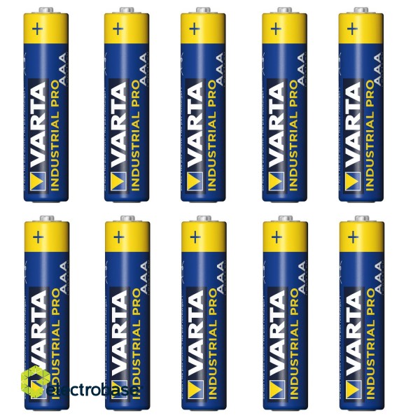 Baterijas, akumulatori, barošanas bloki un adapteri // Baterijas un lādētāji uz pasūtījumu // 10x bateria R-03 LR03 AAA alkaliczne Varta Industrial image 2