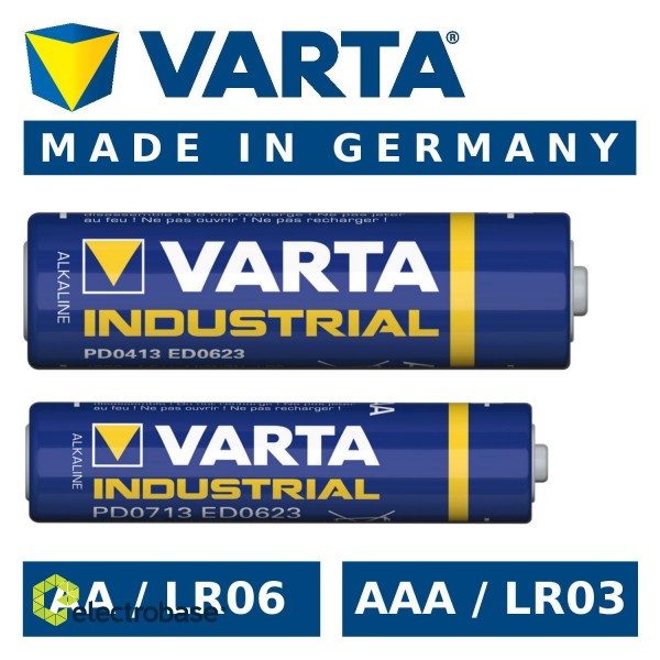 Patareisid, akusid ja laadijaid // AA, AAA ja muud patareid // 1x Bateria R-03 LR03 AAA alkaliczna Varta Industrial 4003 image 3