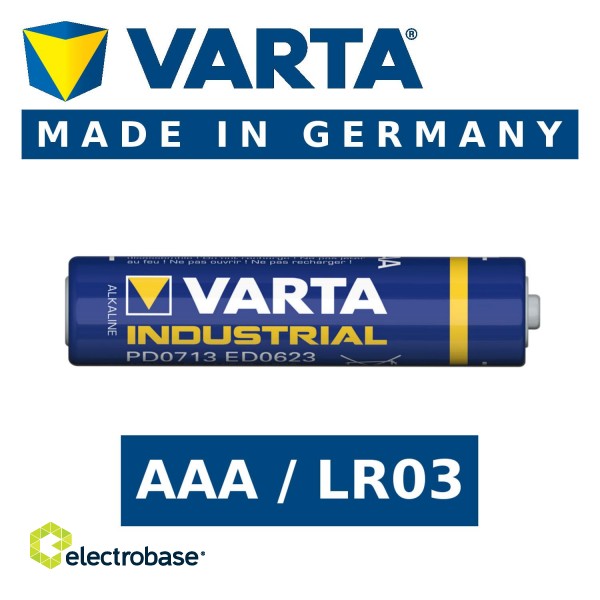 Patareisid, akusid ja laadijaid // AA, AAA ja muud patareid // 1x Bateria R-03 LR03 AAA alkaliczna Varta Industrial 4003 image 6