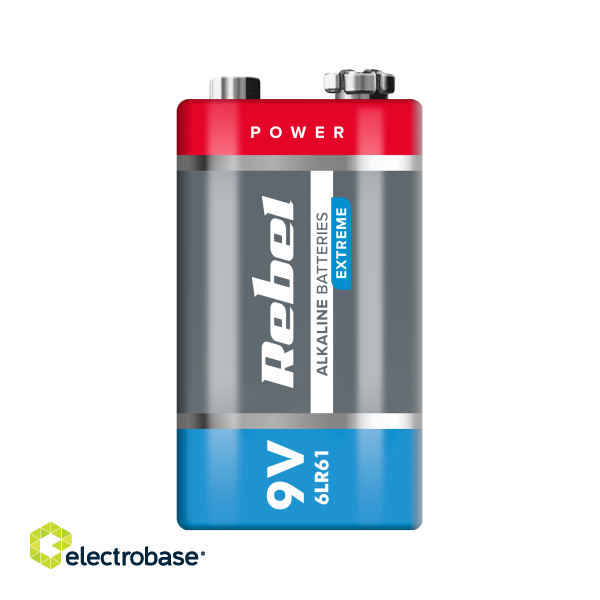 Primary batteries, rechargable batteries and power supply // Batteries AA, AAA and other sizes, chargers for ordering // Bateria alkaliczna REBEL EXTREME 9V 6LR6 image 2