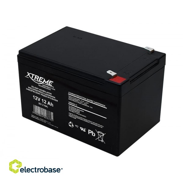 Primary batteries, rechargable batteries and power supply // Battery 12V, 6V, 4V |  lead-acid sealed battery | AGM VRLA // 82-216# Akumulator żelowy 12v 12ah xtreme