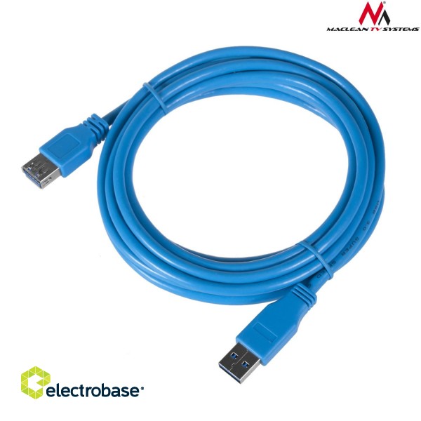 Datortehnikas komponentes un aksesuāri // Datora/USB/LAN kabeļi // Przewód kabel USB 3.0 Maclean, AM-AF, wtyk-gniazdo, 3m, MCTV-585 image 3