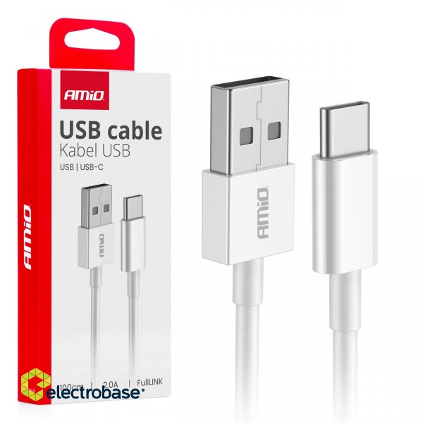 Planšetdatori ir planšetinių kompiuterių priedai // USB Kabeliai // Kabel do ładowania usb-a - usb-c 2a 100cm fulllink amio-03893