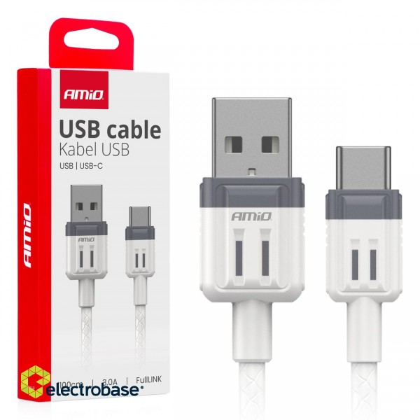 Planšetdatori un aksesuāri // USB Kabeļi // Kabel do ładowania usb-a - usb-c 3a 100cm fulllink amio-03905