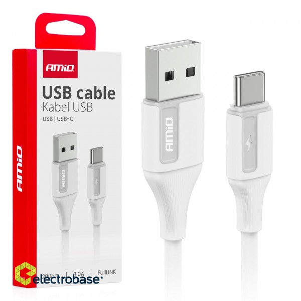 Planšetdatori ir planšetinių kompiuterių priedai // USB Kabeliai // Kabel do ładowania usb-a - usb-c 3a 200cm fulllink amio-03918