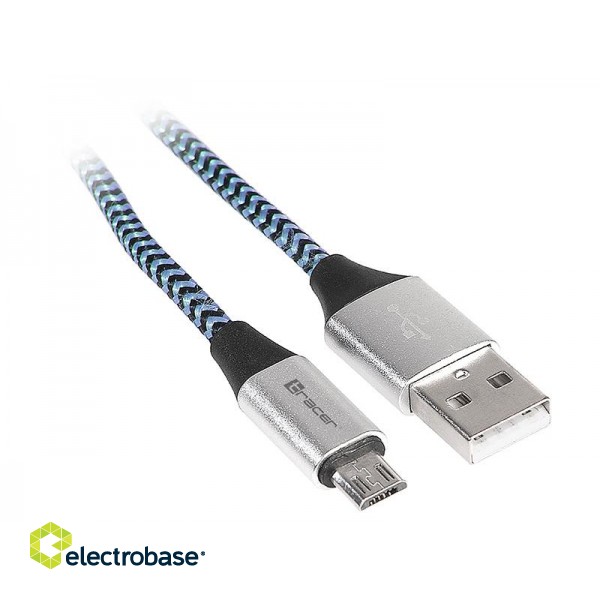 Tahvelarvutid ja tarvikud // USB kaablid // Kabel TRACER USB 2.0 AM - micro 1,0m czarno-niebieski image 1