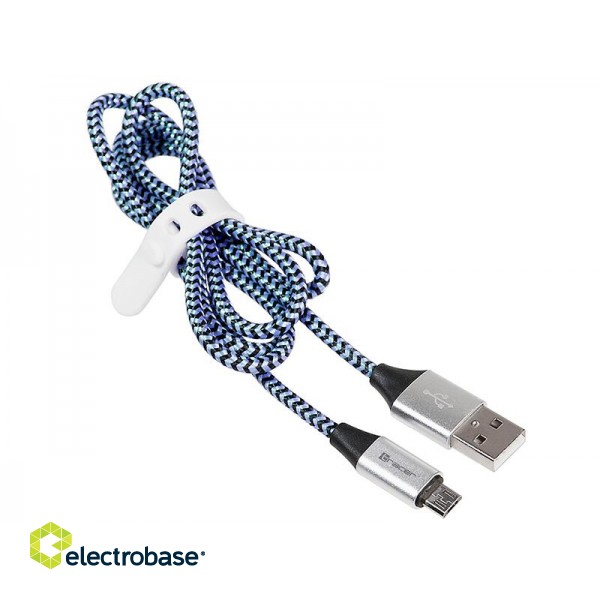Tahvelarvutid ja tarvikud // USB kaablid // Kabel TRACER USB 2.0 AM - micro 1,0m czarno-niebieski image 2