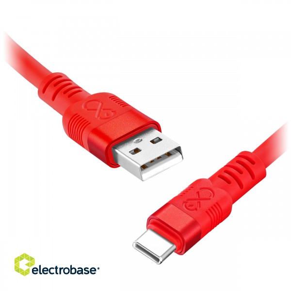 Planšetdatori un aksesuāri // USB Kabeļi // Kabel USB-A - USB-C eXc WHIPPY Pro, 2M, 60W, szybkie ładowanie, kolor mix neonowy