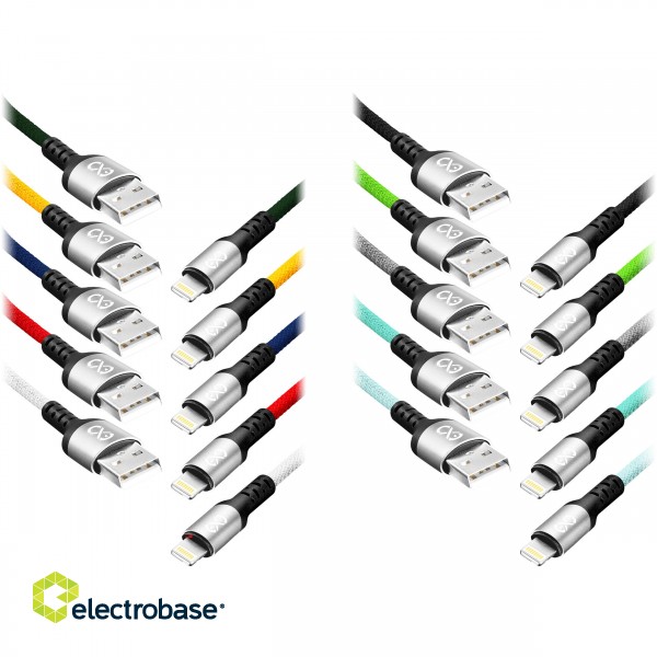 Planšetdatori un aksesuāri // USB Kabeļi // Kabel USB - Lightning eXc BRAID, 1,2m, 2,4A, szybkie ładowanie, kolor mix, bez opakowania