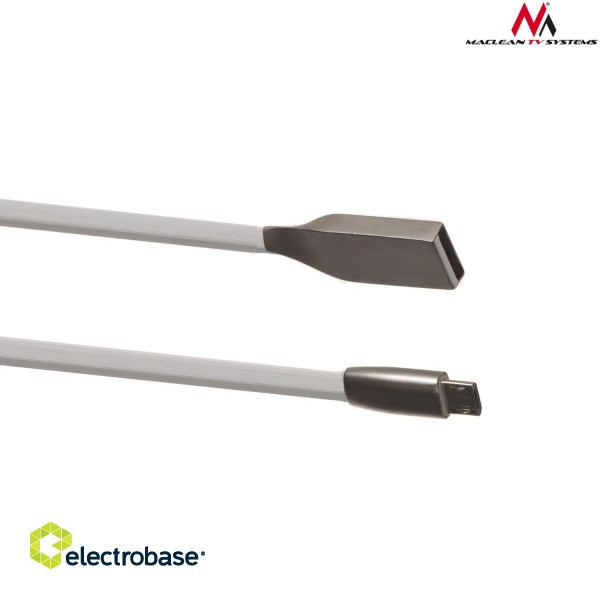 Planšetdatori un aksesuāri // USB Kabeļi // MCTV-833W 44806 Kabel USB AM micro płaski nieplączący 1m biały metal image 2