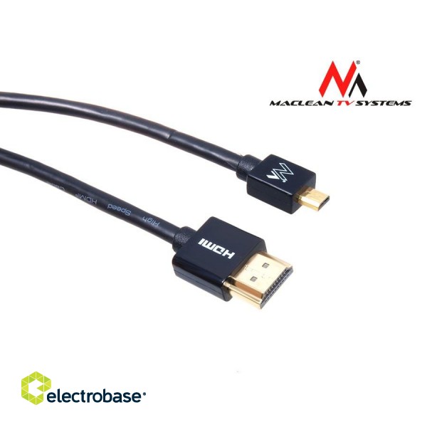 Koaksiaaliset kaapeliverkot // HDMI, DVI, AUDIO liitäntäkaapelit ja tarvikkeet // Przewód Maclean, HDMI-microHDMI, ULTRA SLIM, v1.4, A-D, 2m, MCTV-722 image 5