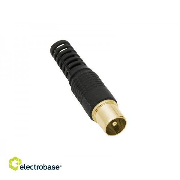 Coaxial cable networks // Connectors, accessories and tools for coaxial cables // 1056#                Wtyk antenowy prosty czarny złoty długi