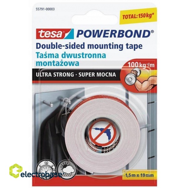 Produktai namams ir sodui // Statybinės ir montavimo medžiagos // Taśma montaż.powerbond w.z.1.5m:19mm     stand62403-00002-01