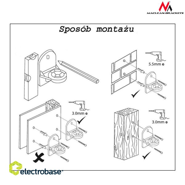 Audio and HiFi sistēmas // Skaļruņi // Uchwyt głośnikowy Maclean, do kolumn, komplet 2 szt, 3,5kg, MC-526 image 3