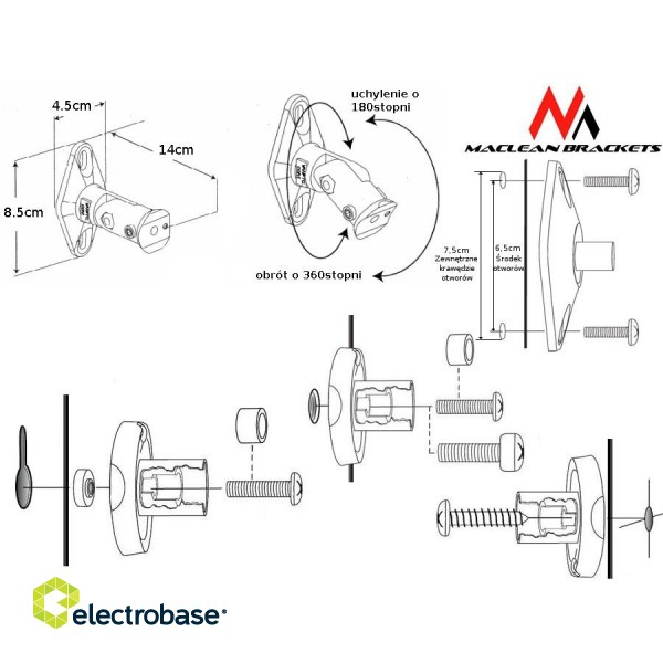 Audio and HiFi sistēmas // Skaļruņi // Uchwyt głośnikowy Maclean, do kolumn, komplet 2 szt, MC-528 image 9