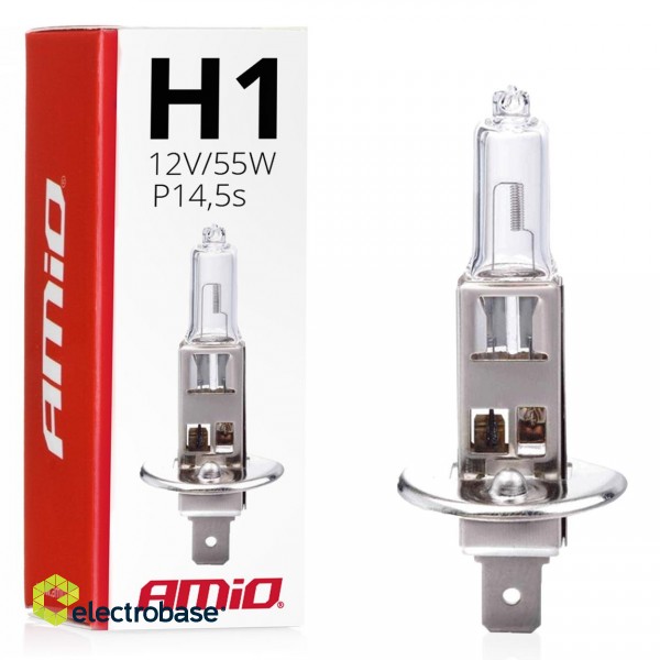 LED Lighting // Light bulbs for CARS // Żarówka halogenowa h1 12v 55w filtr uv (e4) amio-01484 image 1