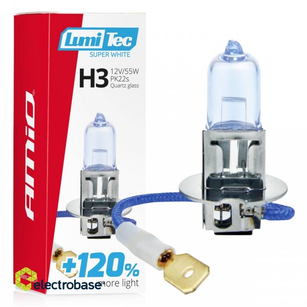 LED-valaistus // Light bulbs for CARS // Żarówka halogenowa h3 12v 55w lumitec super white +120% amio-02136