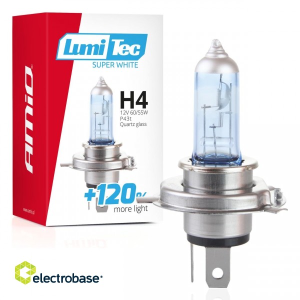 LED valgustus // Light bulbs for CARS // Żarówka halogenowa h4 12v 60/55w lumitec super white +120% amio-02137
