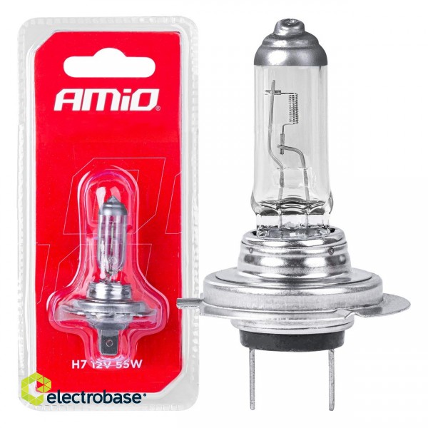 LED valgustus // Light bulbs for CARS // Żarówka halogenowa h7 12v 55w e4 1szt. blister amio-03363