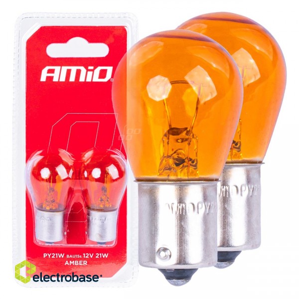 LED-valaistus // Light bulbs for CARS // Żarówki halogenowe py21w bau15s 12v pomarańczowe 2szt. blister amio-03352
