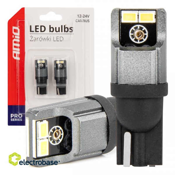 LED valgustus // Light bulbs for CARS // Żarówki led canbus 3020 4smd t10 w5w w10w 12v 24v amio-03717
