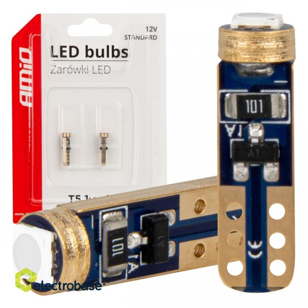 LED Lighting // Light bulbs for CARS // Żarówki led standard niebieskie t5 w1w 12v 3030 1led hp amio-03728