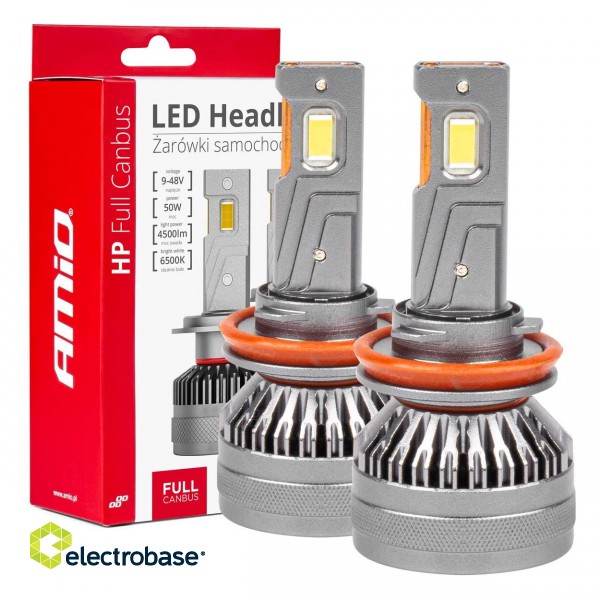 LED valgustus // Light bulbs for CARS // Żarówki samochodowe led seria hp full canbus h8 h9 h11 h16 6500k amio-03677