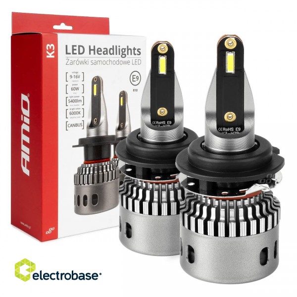 LED valgustus // Light bulbs for CARS // Żarówki samochodowe led seria k3 h7-6 12v 6000k canbus amio-03685