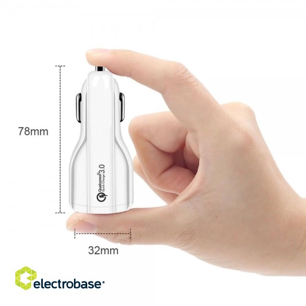 Mobilie Telefoni un aksesuāri // Car chargers // Ładowarka samochodowa Maclean, Qualcomm Quick Charge, QC 3.0 - 5V/3A, 9V/1.8A, 12V/1.6A, Gniazdo 5V/3.1A, Biała, MCE478 W image 5