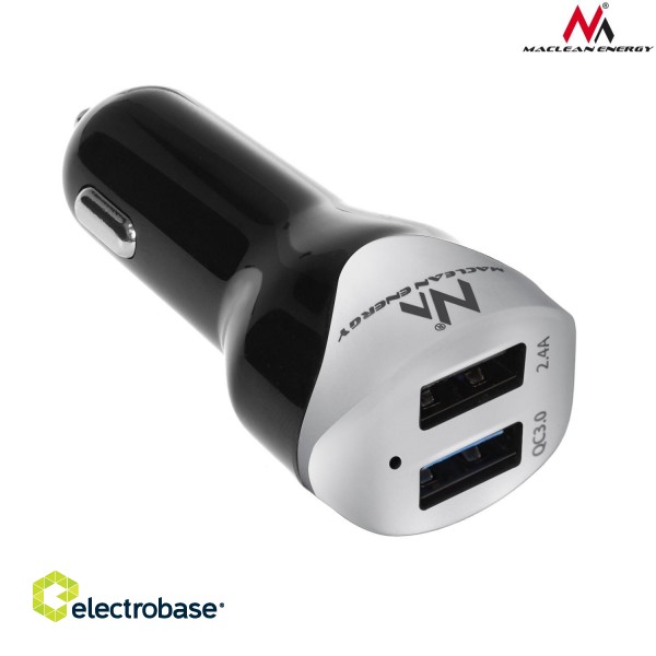 Mobile Phones and Accessories // Car chargers // Ładowarka samochodowa max4,8A 2xUSB  Maclean Energy MCE157 Qualcomm Quick Charge QC 3.0 plus kabel 1.5m Silver image 2